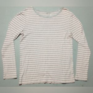 GAP Pink and Gray Striped Long Sleeve Tee, Size XL